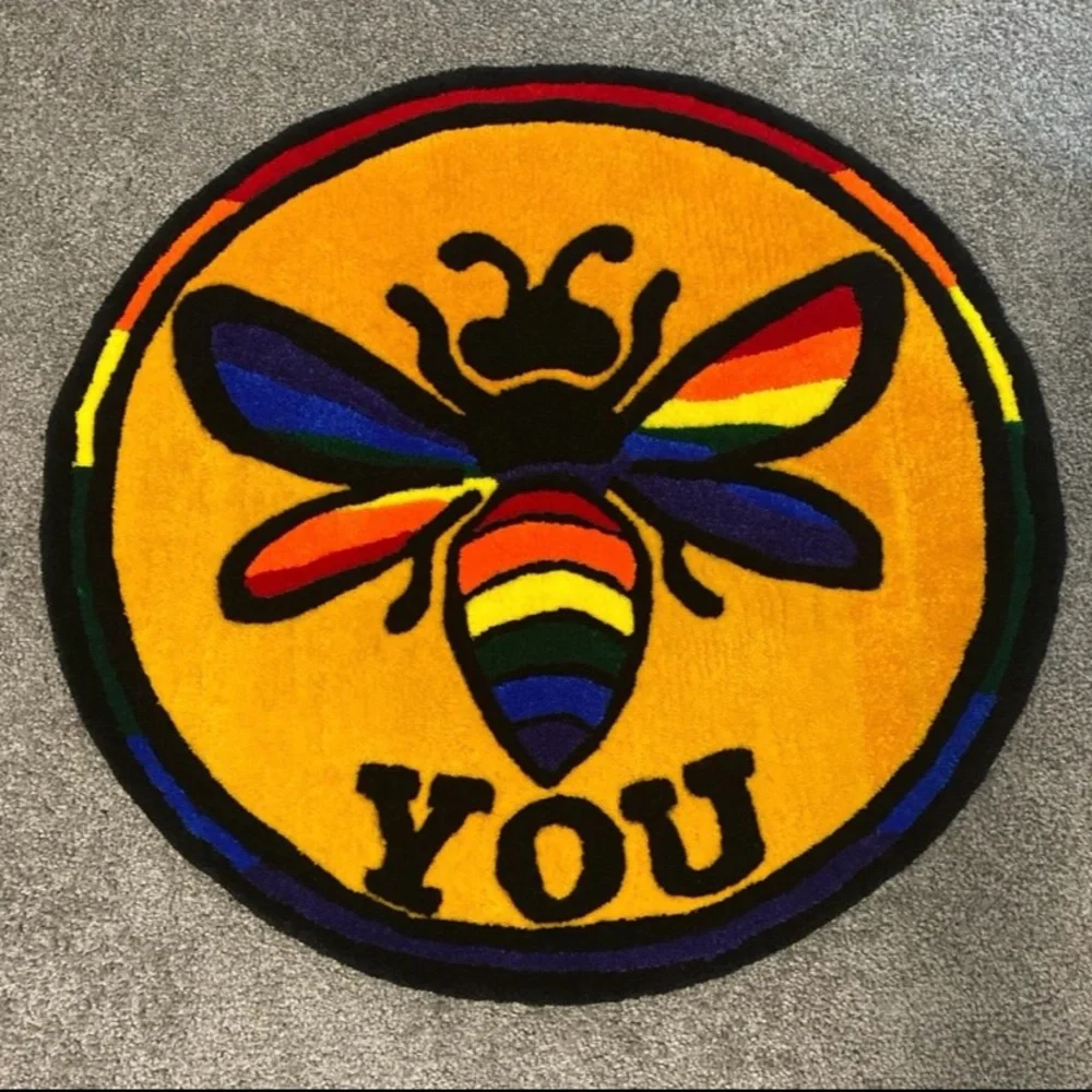 Vibrant Multicolor Bee Rug